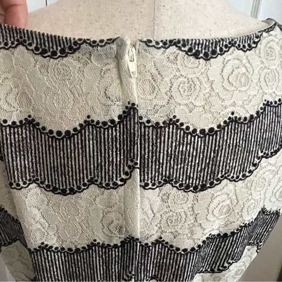 Eva Mendes for New York & Company Black and Cream Lace Mini Dress size 12 - Picture 5 of 10